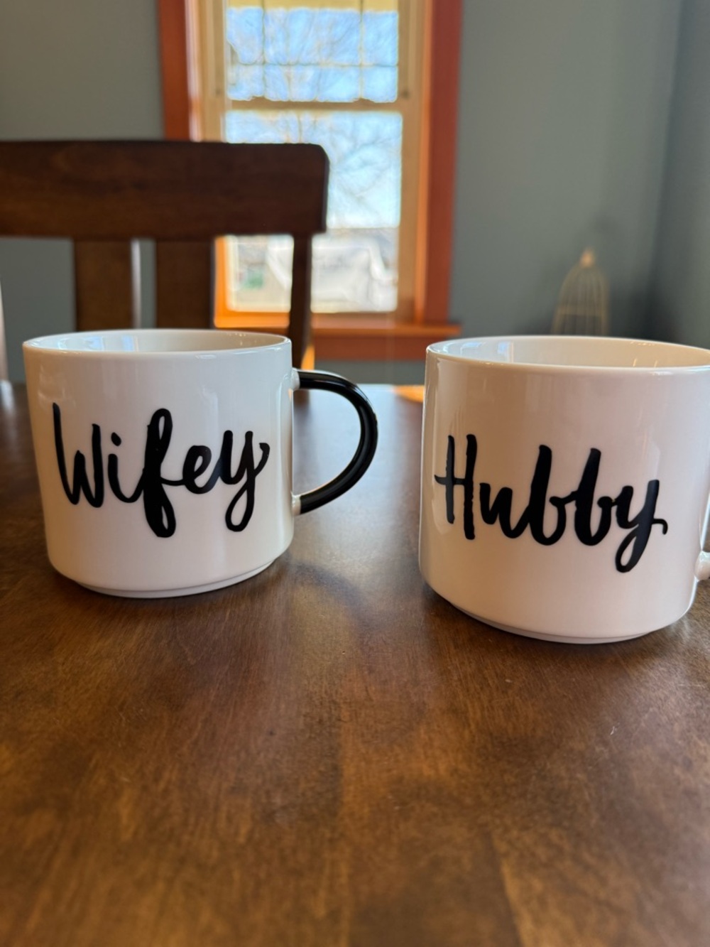 Wifey and Hubby White Ceramic Coffee Mugs Set